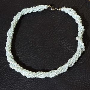 Light blue faux pearl necklace